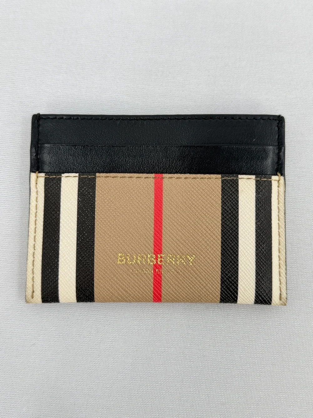 Burberry Vintage Check Unisex Card Holder Wallet Leather Trim designer wallet
